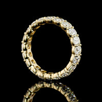 14K Yellow Gold Eternity Band with Antique Cushion Cut Lab Diamonds - 4.22 Carat Total Weight, 20 Stones, E-F VS1 Clarity - Covaloro Fine Jewelry
