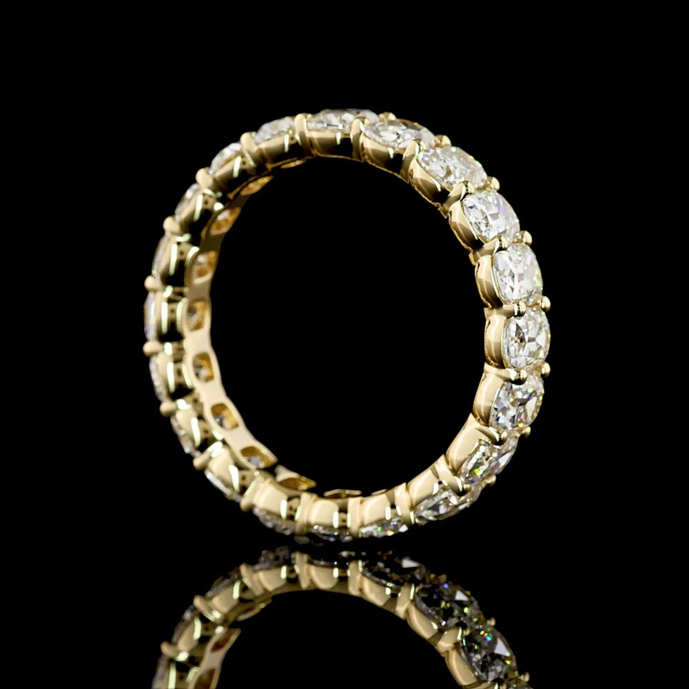 14K Yellow Gold Eternity Band with Antique Cushion Cut Lab Diamonds - 4.22 Carat Total Weight, 20 Stones, E-F VS1 Clarity - Covaloro Fine Jewelry