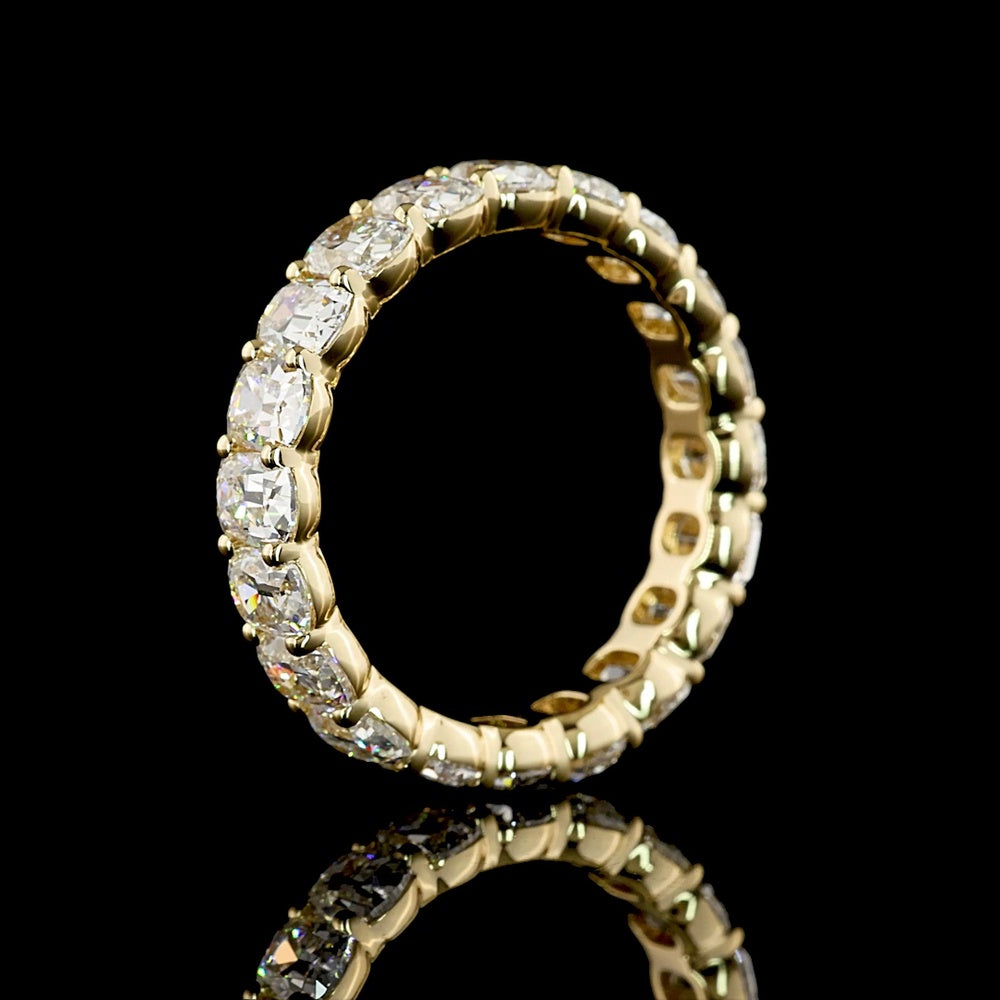 14K Yellow Gold Eternity Band with Antique Cushion Cut Lab Diamonds - 4.22 Carat Total Weight, 20 Stones, E-F VS1 Clarity - Covaloro Fine Jewelry