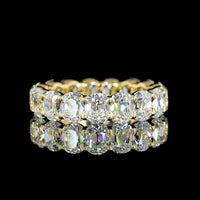 14K Yellow Gold Eternity Band with Antique Cushion Cut Lab Grown Diamonds - 5.77 Carat Total Diamond Weight - Covaloro Fine Jewelry