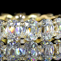 14K Yellow Gold Eternity Band with Antique Cushion Cut Lab Grown Diamonds - 5.77 Carat Total Diamond Weight - Covaloro Fine Jewelry