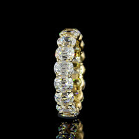 14K Yellow Gold Eternity Band with Antique Cushion Cut Lab Grown Diamonds - 5.77 Carat Total Diamond Weight - Covaloro Fine Jewelry
