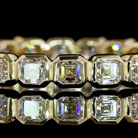 14K Yellow Gold Eternity Band with Bezel Set Asscher Cut Lab Diamonds - 1.17 Carat Total Weight - Covaloro Fine Jewelry