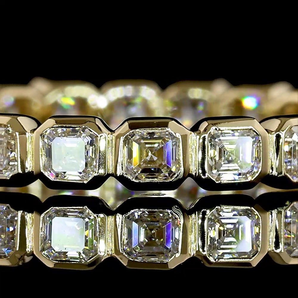 14K Yellow Gold Eternity Band with Bezel Set Asscher Cut Lab Diamonds - 1.17 Carat Total Weight - Covaloro Fine Jewelry