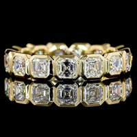 14K Yellow Gold Eternity Band with Bezel Set Asscher Cut Lab Diamonds - 2.43 Carats Total Diamond Weight - Covaloro Fine Jewelry