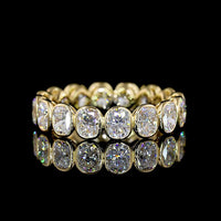 14K Yellow Gold Eternity Band with Bezel Set Cushion Brilliant Cut Lab Diamonds - 3.35 Carat Total Diamond Weight - Covaloro Fine Jewelry