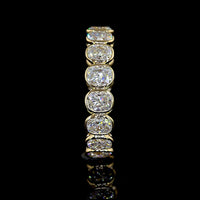 14K Yellow Gold Eternity Band with Bezel Set Cushion Brilliant Cut Lab Diamonds - 3.35 Carat Total Diamond Weight - Covaloro Fine Jewelry