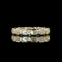 14K Yellow Gold Eternity Band with Bezel-Set East-West Emerald Cut Lab Diamonds - 1.43 Carats Total Diamond Weight - Covaloro Fine Jewelry