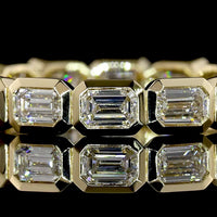 14K Yellow Gold Eternity Band with Bezel-Set East-West Emerald Cut Lab Diamonds - 1.43 Carats Total Diamond Weight - Covaloro Fine Jewelry