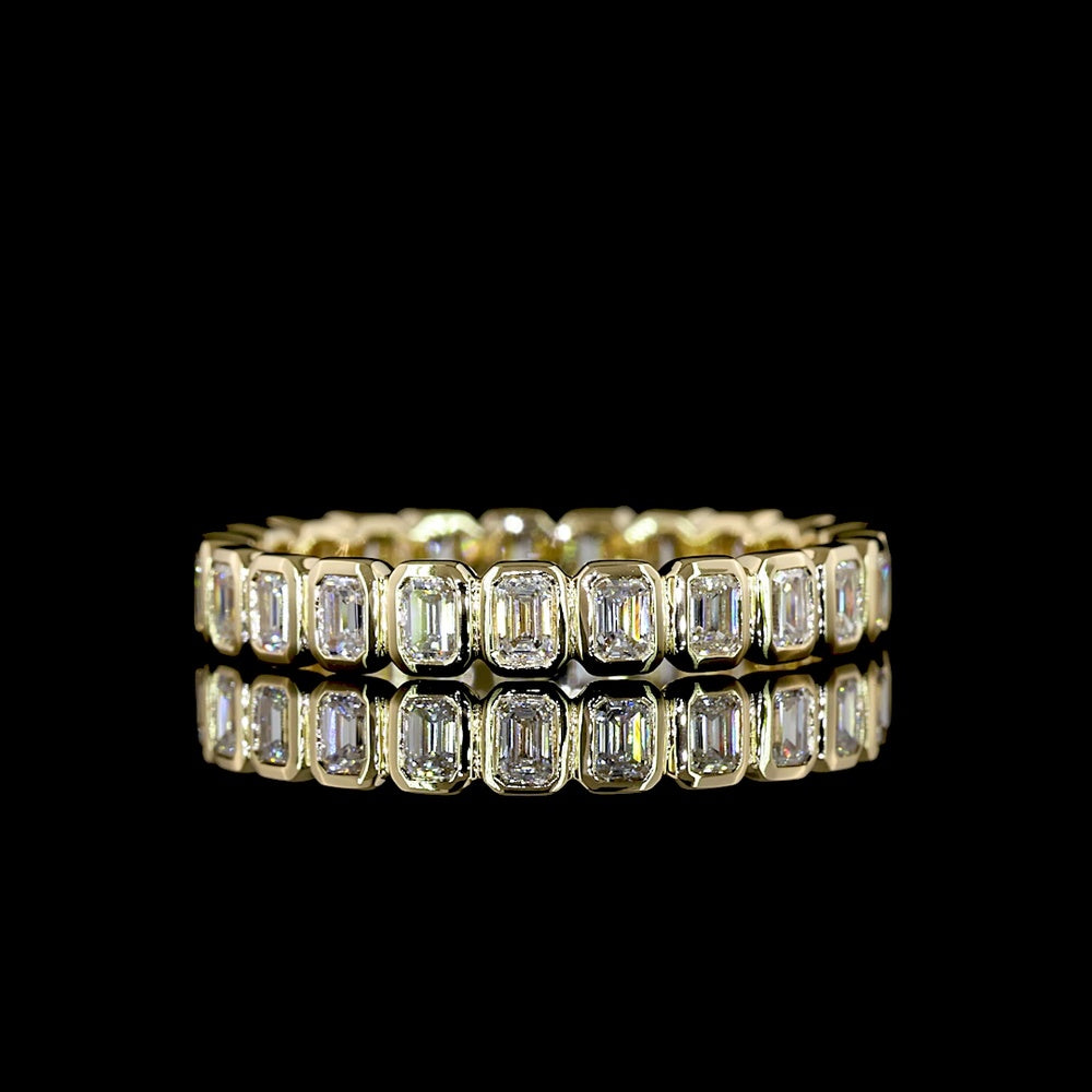 14K Yellow Gold Eternity Band with Bezel Set Emerald Cut Lab Diamonds - 0.98 Carats Total Diamond Weight - Covaloro Fine Jewelry