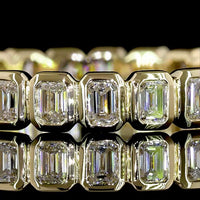 14K Yellow Gold Eternity Band with Bezel Set Emerald Cut Lab Diamonds - 0.98 Carats Total Diamond Weight - Covaloro Fine Jewelry