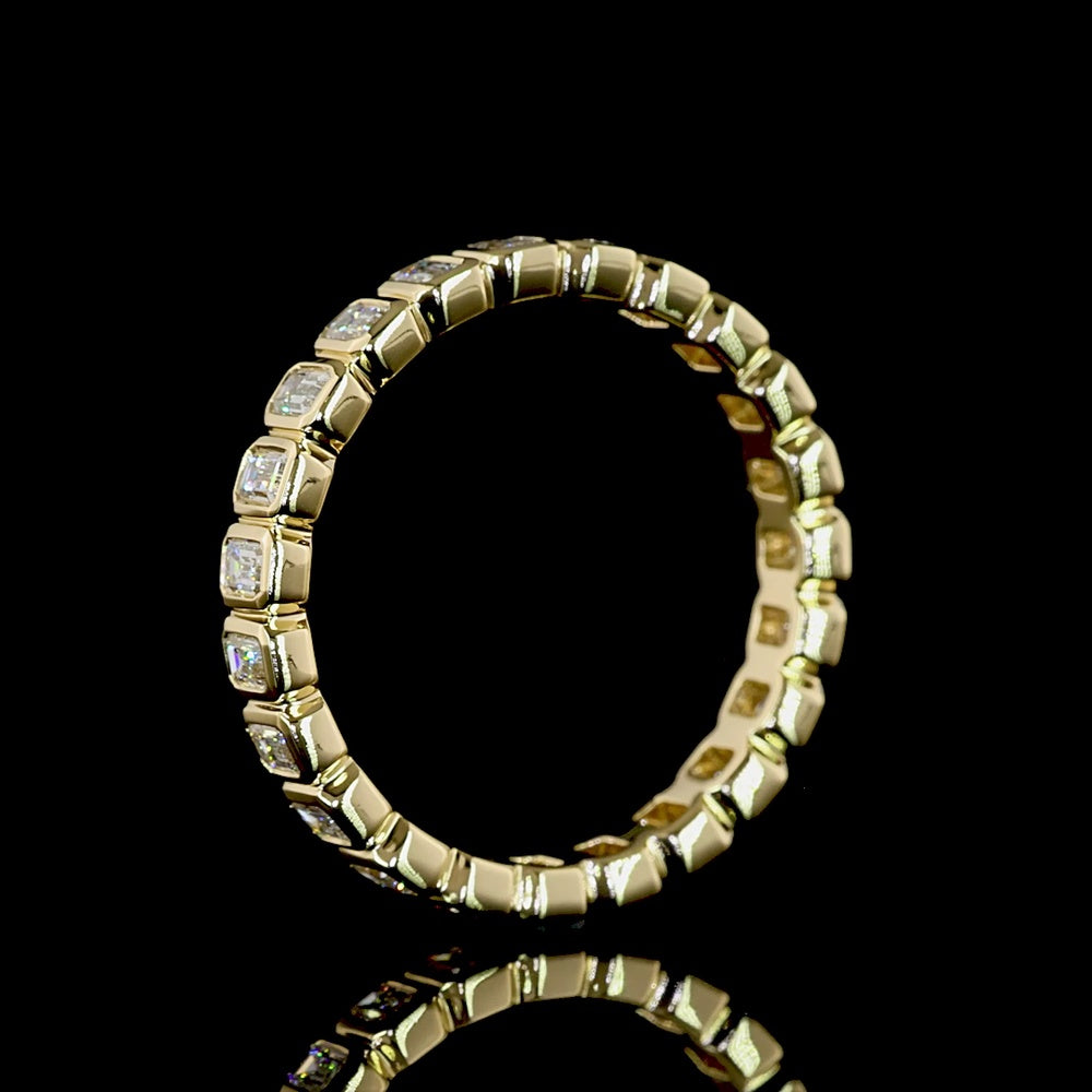 14K Yellow Gold Eternity Band with Bezel Set Emerald Cut Lab Diamonds - 0.98 Carats Total Diamond Weight - Covaloro Fine Jewelry