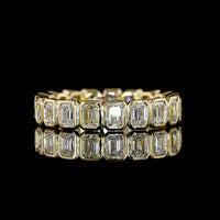 14K Yellow Gold Eternity Band with Bezel Set Emerald Cut Lab Diamonds - 1.80 Carat Total Weight, 19 Stones - Covaloro Fine Jewelry