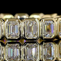 14K Yellow Gold Eternity Band with Bezel Set Emerald Cut Lab Diamonds - 1.80 Carat Total Weight, 19 Stones - Covaloro Fine Jewelry