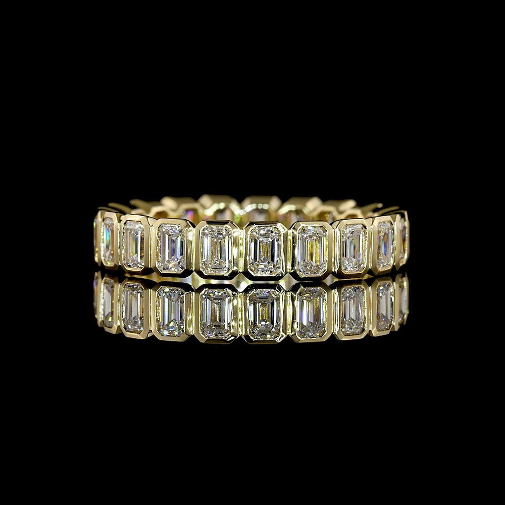 14K Yellow Gold Eternity Band with Bezel-Set Emerald Cut Lab Diamonds - 2.00 Total Carat Weight - Covaloro Fine Jewelry