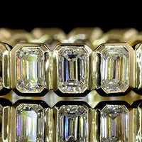 14K Yellow Gold Eternity Band with Bezel-Set Emerald Cut Lab Diamonds - 2.00 Total Carat Weight - Covaloro Fine Jewelry