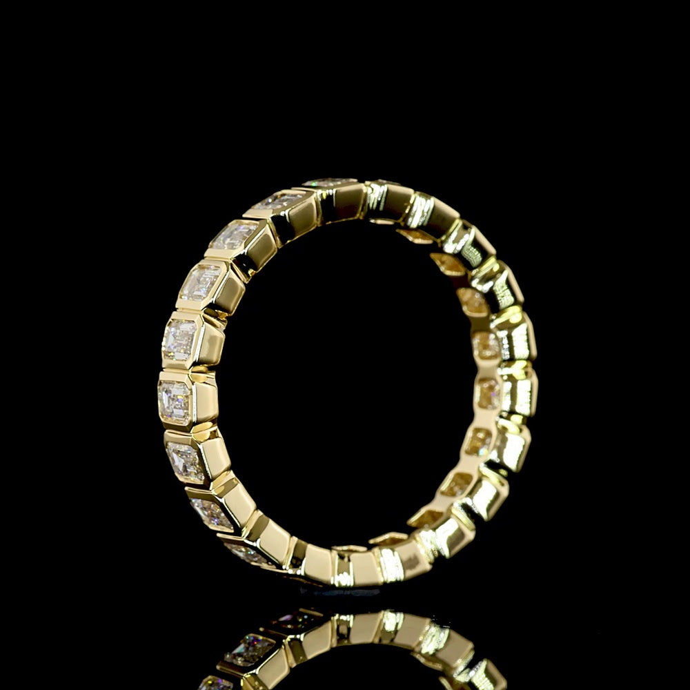 14K Yellow Gold Eternity Band with Bezel-Set Emerald Cut Lab Diamonds - 2.00 Total Carat Weight - Covaloro Fine Jewelry