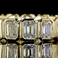 14K Yellow Gold Eternity Band with Bezel-Set Emerald Cut Lab Diamonds - 2.87 Total Carat Weight - Covaloro Fine Jewelry