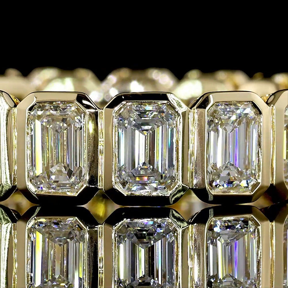 14K Yellow Gold Eternity Band with Bezel-Set Emerald Cut Lab Diamonds - 2.87 Total Carat Weight - Covaloro Fine Jewelry