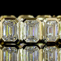 14K Yellow Gold Eternity Band with Bezel-Set Emerald Cut Lab Diamonds - 4.46 Carat Total Diamond Weight, E-F Color VS1 Clarity - Covaloro Fine Jewelry