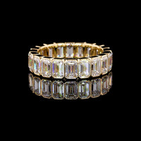 14K Yellow Gold Eternity Band with Bezel Set Emerald Cut Lab Diamonds - 5.02 Carats Total Diamond Weight - Covaloro Fine Jewelry