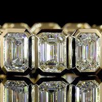14K Yellow Gold Eternity Band with Bezel-Set Emerald Cut Lab Diamonds - 6.46 Carat Total Weight, E-F Color VS1 Clarity - Covaloro Fine Jewelry
