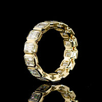 14K Yellow Gold Eternity Band with Bezel-Set Emerald Cut Lab Diamonds - 6.46 Carat Total Weight, E-F Color VS1 Clarity - Covaloro Fine Jewelry