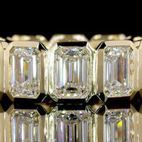 14K Yellow Gold Eternity Band with Bezel Set Emerald Cut Lab Diamonds - 7.46 Carats Total Diamond Weight - Covaloro Fine Jewelry