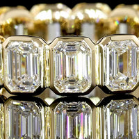 14K Yellow Gold Eternity Band with Bezel Set Emerald Cut Lab Grown Diamonds - 3.01 Carat Total Diamond Weight - Covaloro Fine Jewelry