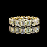 14K Yellow Gold Eternity Band with Bezel Set Emerald Cut Lab Grown Diamonds - 3.01 Carat Total Diamond Weight - Covaloro Fine Jewelry