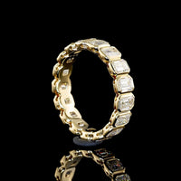 14K Yellow Gold Eternity Band with Bezel Set Emerald Cut Lab Grown Diamonds - 3.01 Carat Total Diamond Weight - Covaloro Fine Jewelry