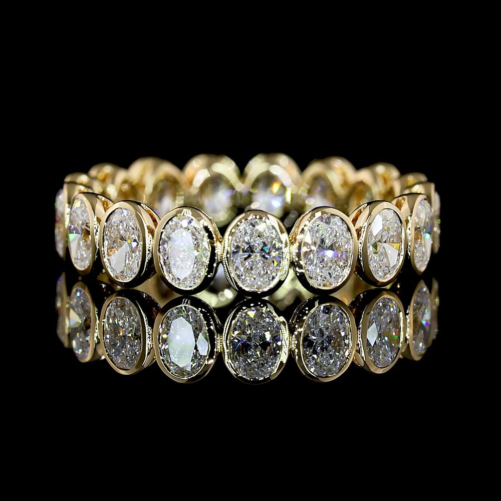 14K Yellow Gold Eternity Band with Bezel Set Oval Lab Diamonds - 2.04 Carat Total Weight - Covaloro Fine Jewelry
