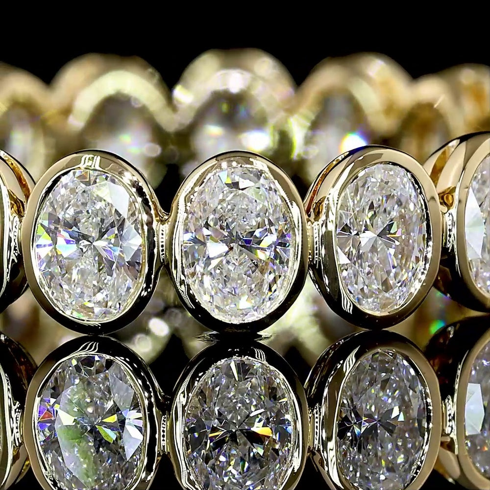 14K Yellow Gold Eternity Band with Bezel Set Oval Lab Diamonds - 2.04 Carat Total Weight - Covaloro Fine Jewelry