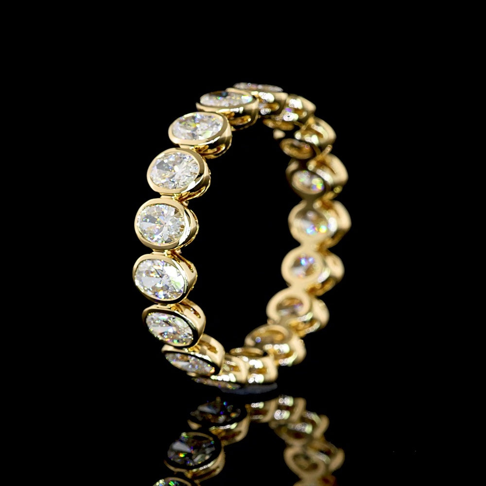 14K Yellow Gold Eternity Band with Bezel Set Oval Lab Diamonds - 2.04 Carat Total Weight - Covaloro Fine Jewelry