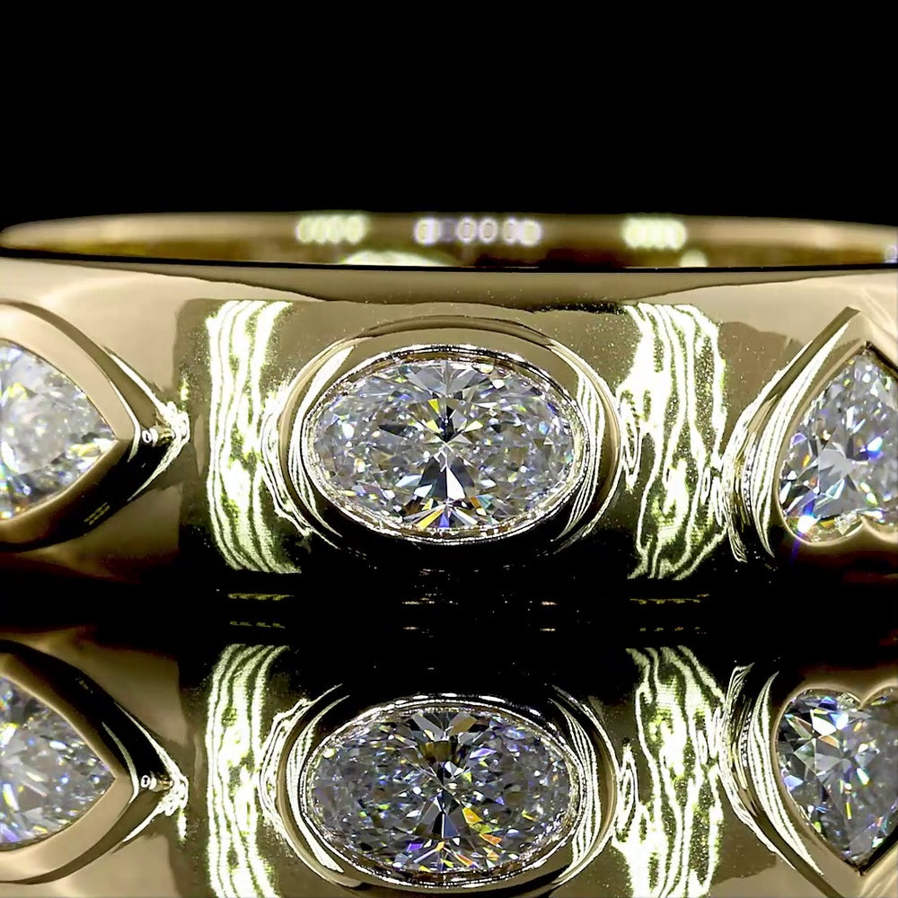 14K Yellow Gold Eternity Band with Bezel Set Oval, Pear, and Heart Shape Lab Diamonds - 1.63 Carat Total Weight - Covaloro Fine Jewelry