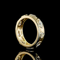 14K Yellow Gold Eternity Band with Bezel Set Oval, Pear, and Heart Shape Lab Diamonds - 1.63 Carat Total Weight - Covaloro Fine Jewelry