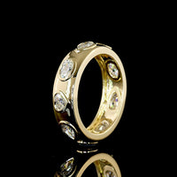 14K Yellow Gold Eternity Band with Bezel Set Oval, Pear, and Heart Shape Lab Diamonds - 1.63 Carat Total Weight - Covaloro Fine Jewelry