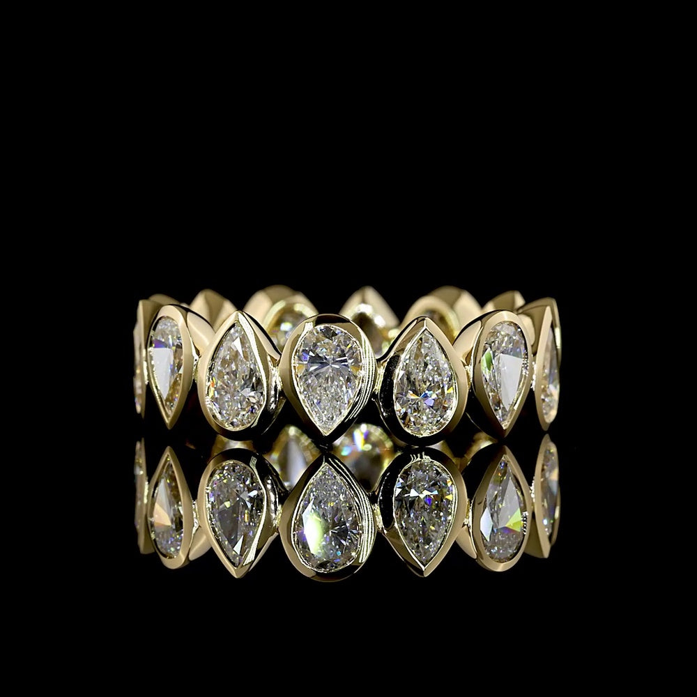 14K Yellow Gold Eternity Band with Bezel-Set Pear Shape Lab Diamonds - 3.13 Carat Total Weight - Covaloro Fine Jewelry