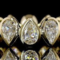 14K Yellow Gold Eternity Band with Bezel-Set Pear Shape Lab Diamonds - 3.13 Carat Total Weight - Covaloro Fine Jewelry