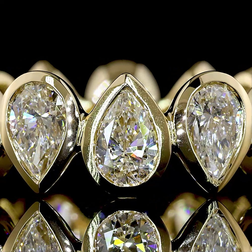 14K Yellow Gold Eternity Band with Bezel-Set Pear Shape Lab Diamonds - 3.13 Carat Total Weight - Covaloro Fine Jewelry