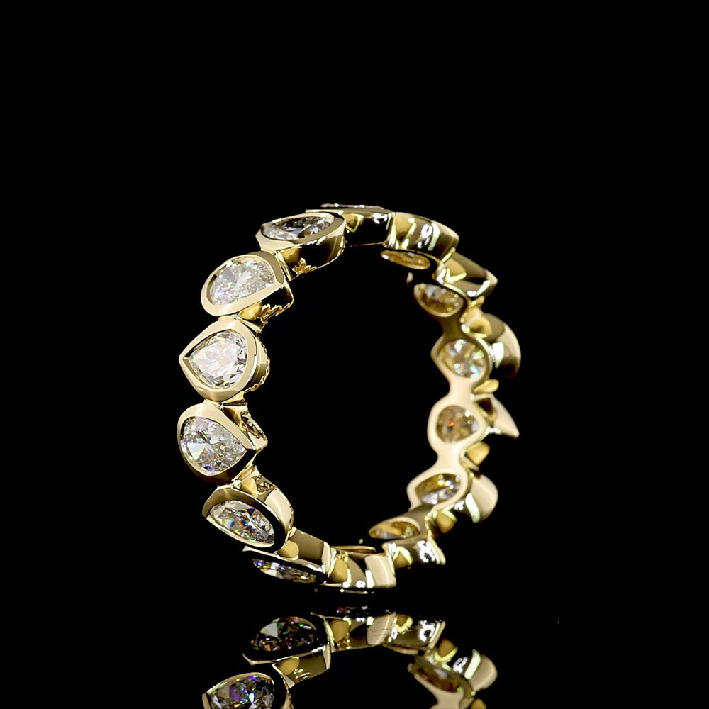 14K Yellow Gold Eternity Band with Bezel-Set Pear Shape Lab Diamonds - 3.13 Carat Total Weight - Covaloro Fine Jewelry