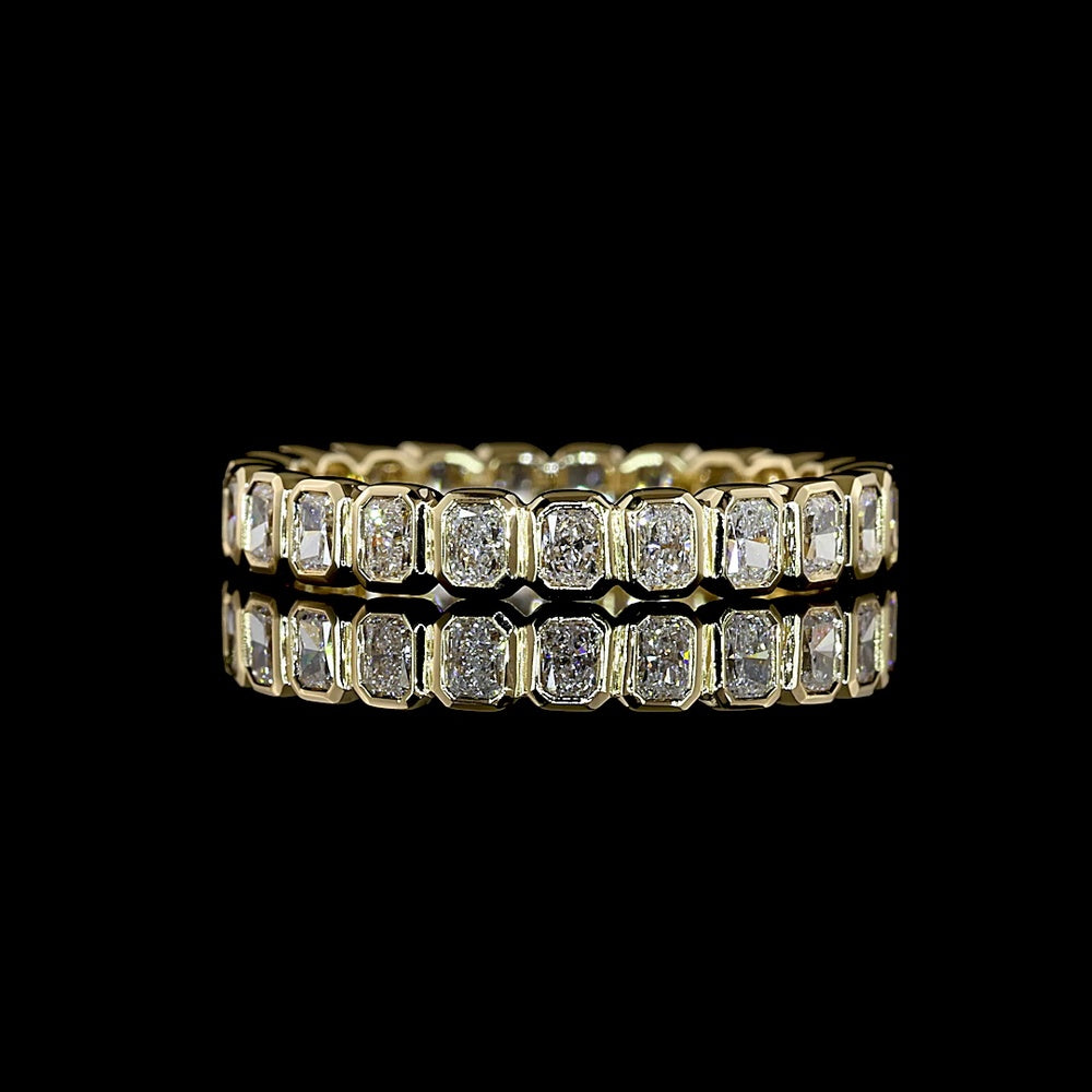 14K Yellow Gold Eternity Band with Bezel Set Radiant Cut Lab Diamonds - 1.12 Carat Total Weight, E-F Color, VS1 Clarity - Covaloro Fine Jewelry