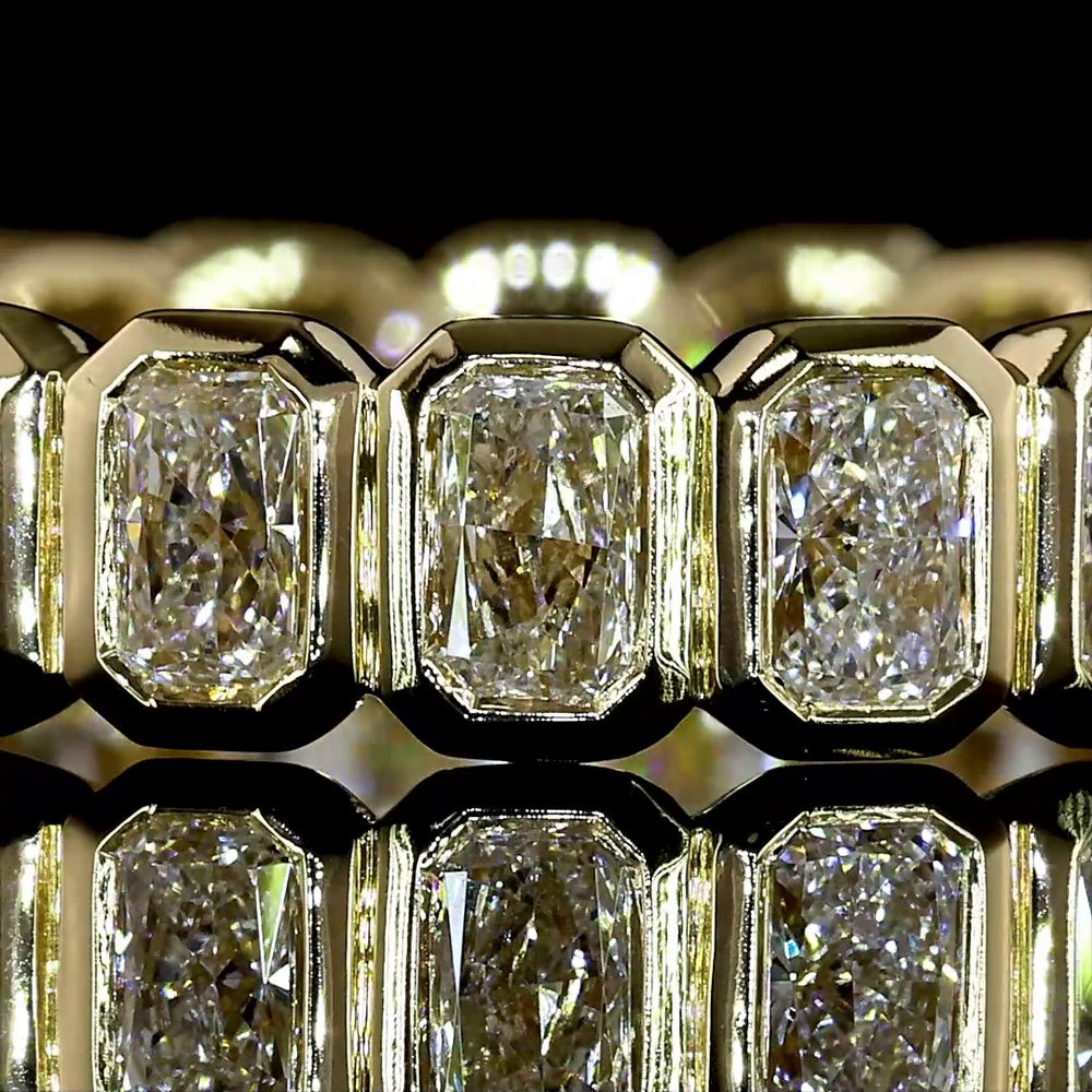 14K Yellow Gold Eternity Band with Bezel Set Radiant Cut Lab Diamonds - 2.00 Carat Total Diamond Weight - Covaloro Fine Jewelry