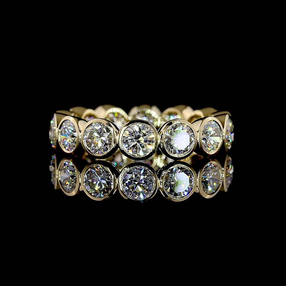 14K Yellow Gold Eternity Band with Bezel Set Round Lab Diamonds - 3.15 Carat Total Diamond Weight - Covaloro Fine Jewelry