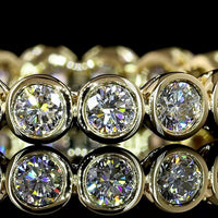 14K Yellow Gold Eternity Band with Bezel Set Round Natural Diamonds - 1.14 Carat Total Weight, E-F Color VS+ Clarity - Covaloro Fine Jewelry