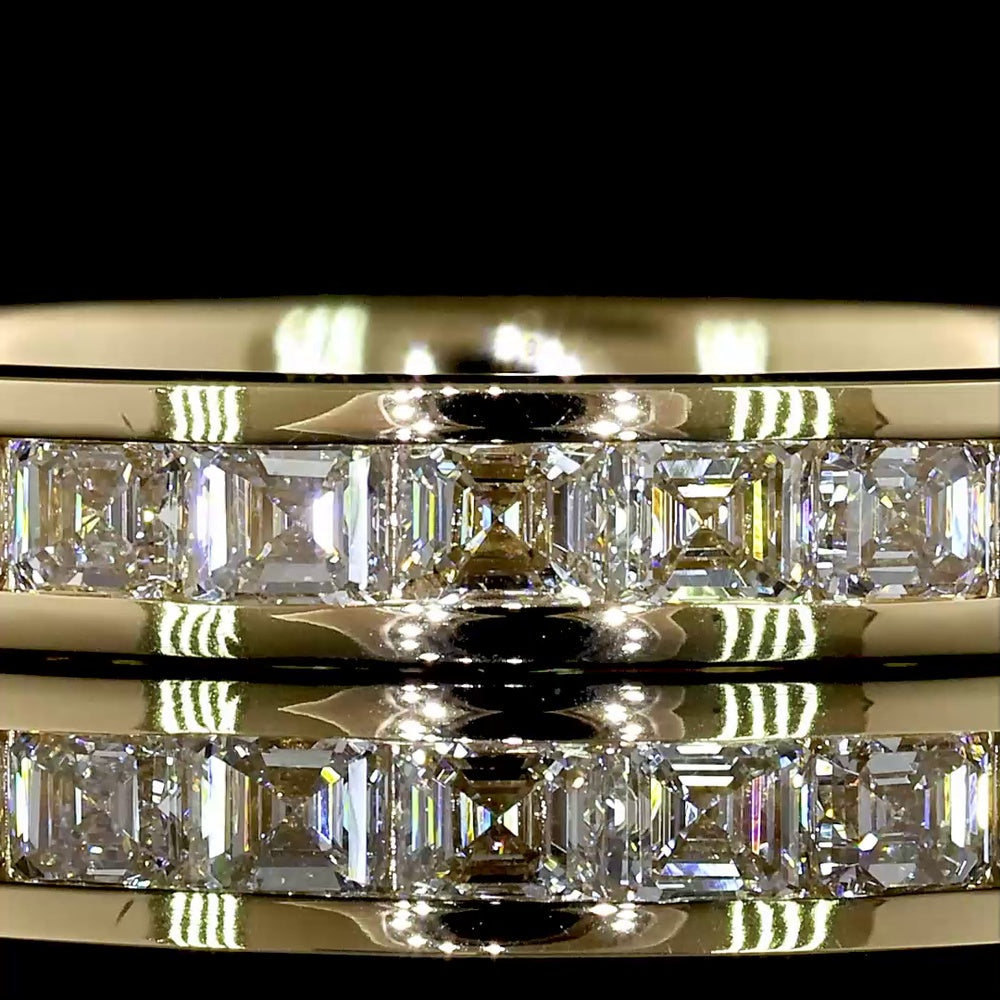 14K Yellow Gold Eternity Band with Channel Set Asscher Cut Lab Diamonds - 1.70 Carat Total Weight, E-F Color, VS Clarity - Covaloro Fine Jewelry