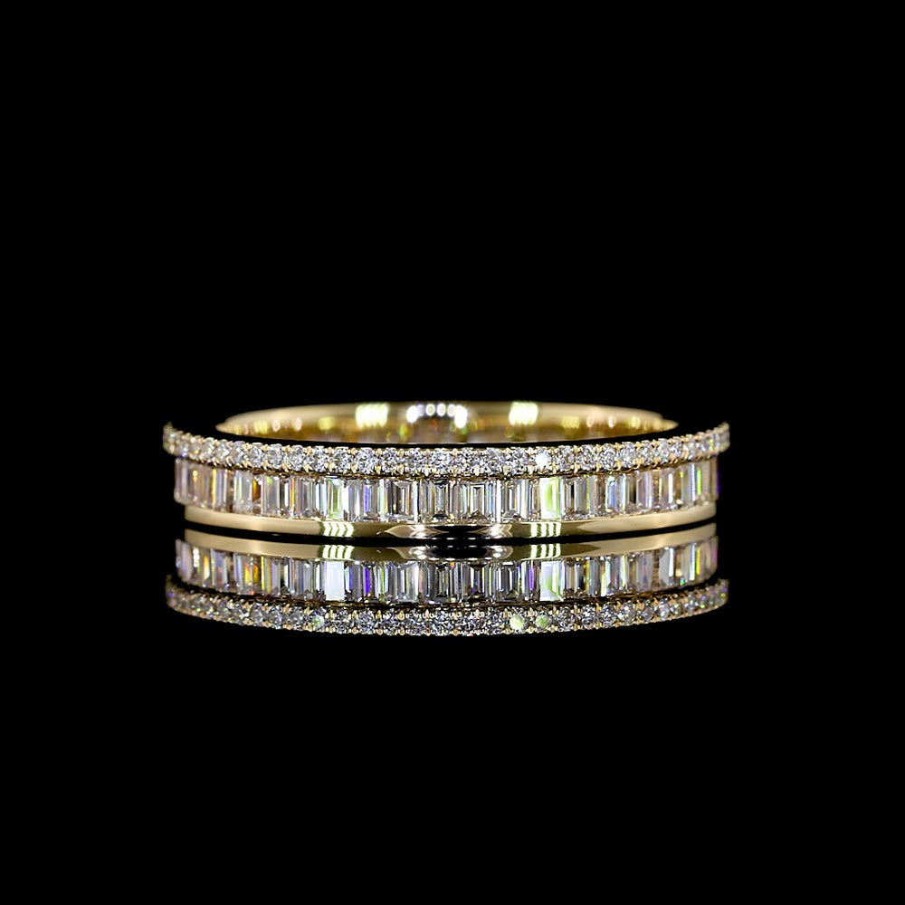14K Yellow Gold Eternity Band with Channel Set Baguette and Brilliant Cut Lab Diamonds - 1.01 Carats Total Diamond Weight - Covaloro Fine Jewelry