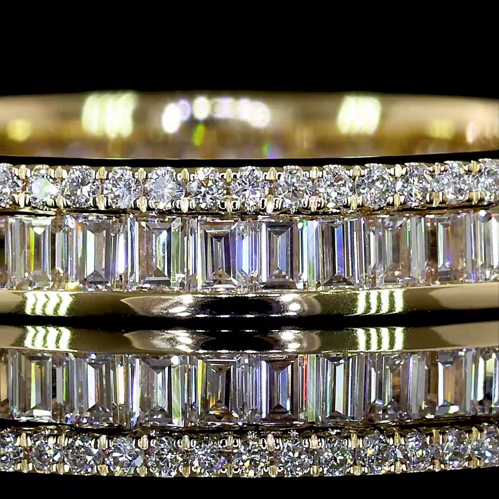 14K Yellow Gold Eternity Band with Channel Set Baguette and Brilliant Cut Lab Diamonds - 1.01 Carats Total Diamond Weight - Covaloro Fine Jewelry