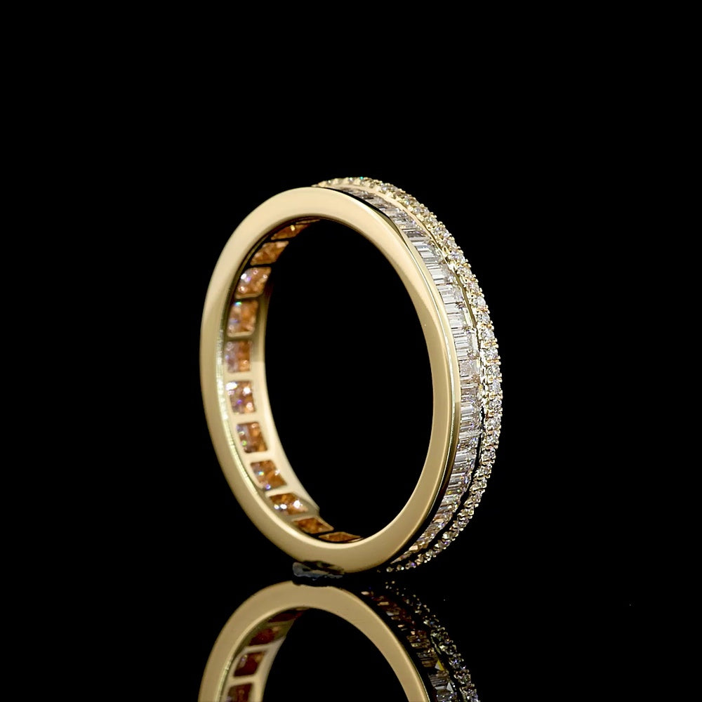 14K Yellow Gold Eternity Band with Channel Set Baguette and Brilliant Cut Lab Diamonds - 1.01 Carats Total Diamond Weight - Covaloro Fine Jewelry