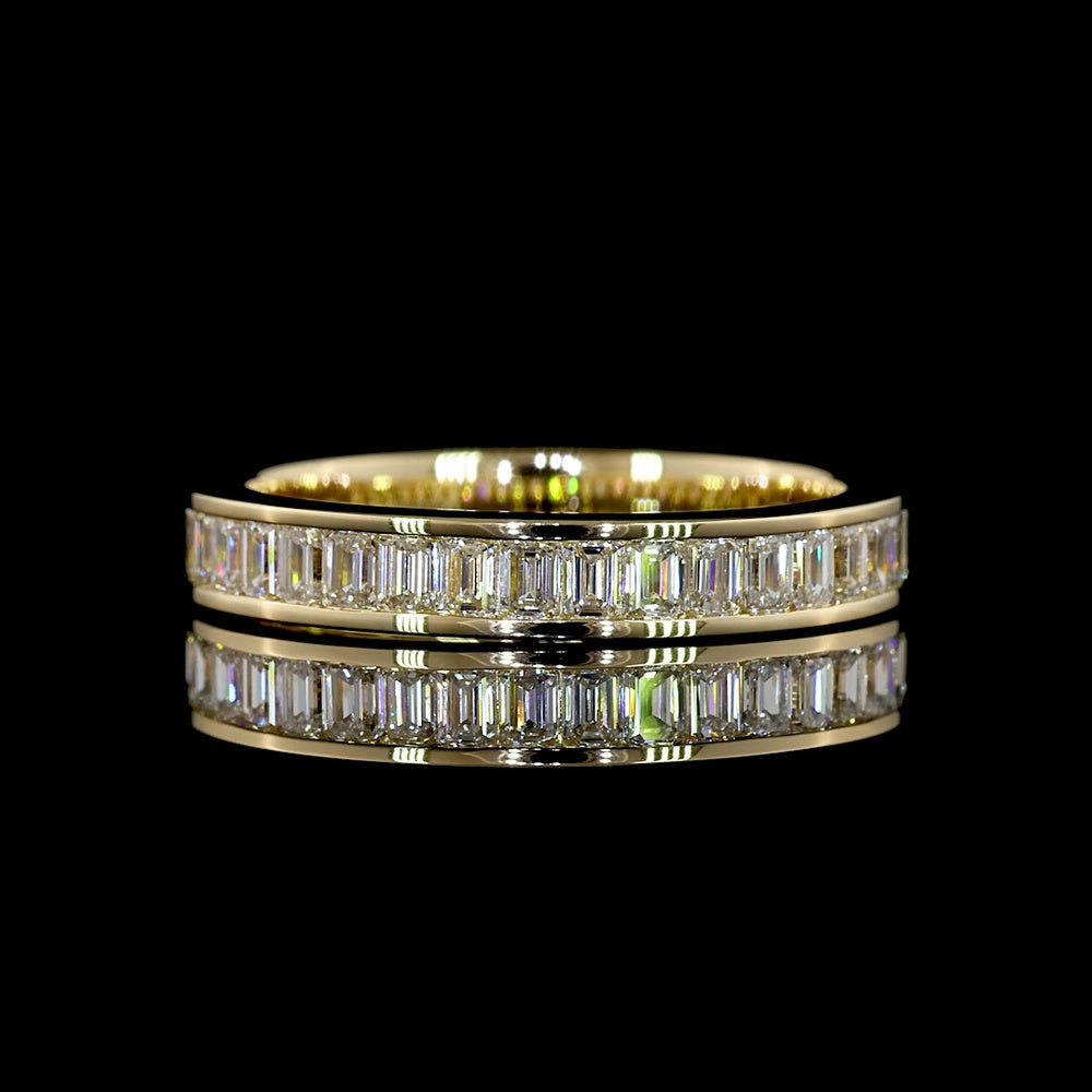 14K Yellow Gold Eternity Band with Channel Set Emerald Cut Lab Diamonds - 1.22 Carat Total Weight - Covaloro Fine Jewelry